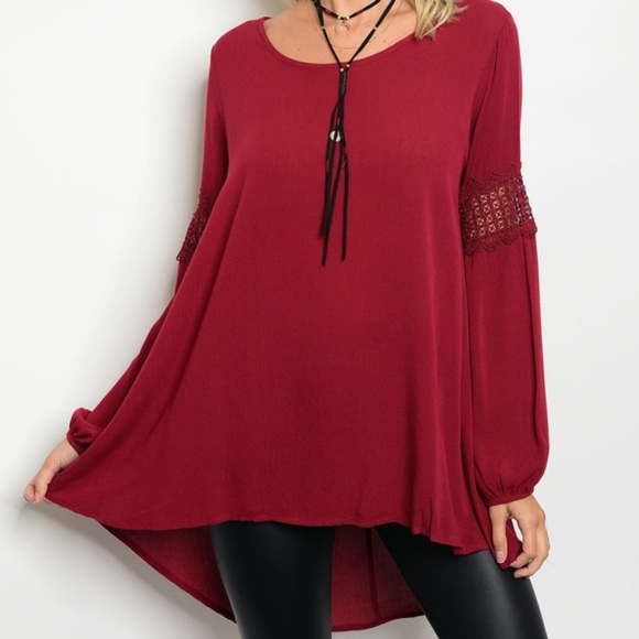 Tops - ((last 1)) Burgundy Boho Blouse
